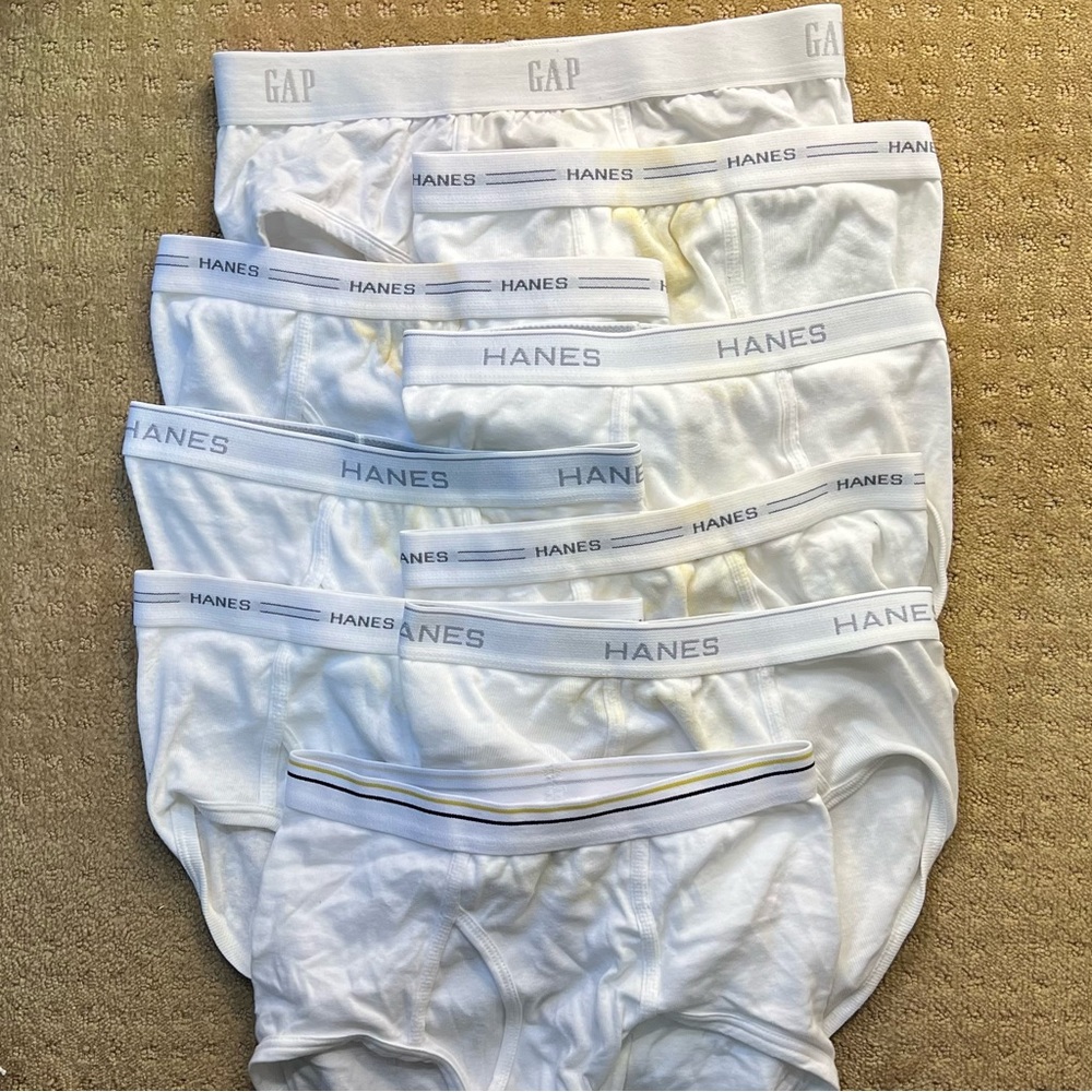 Mens Used (Not so White Briefs) 28”-30” Mixed MEGA Bundle of 9